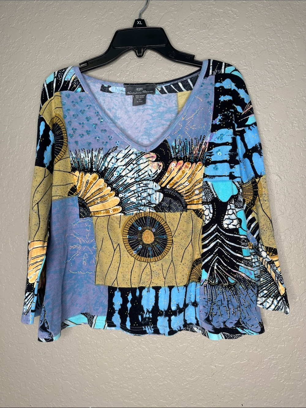Vintage Y2K V-Neck embellished patchwork top Phoebe Buffet